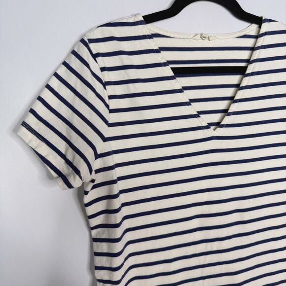 Madewell XSmall Cream Blue Relaxed Tee Dress in Yorktown Stripe Nightfall Hula - Picture 3 of 9
